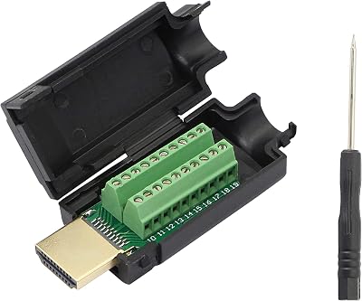 GELRHONR HDTV Solderless Signals Terminal, Gold Plated HDTV Free Welding Connector Breakout Board with Breakout Plastic Cover,Screwdriver