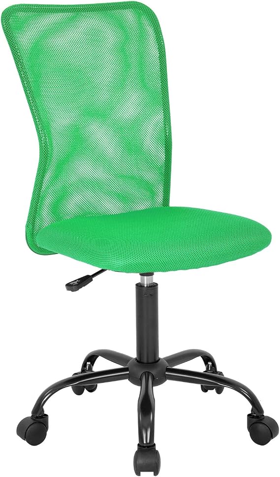 Best Ergonomic Cute Mesh Office Chair, Armless Lumbar Support, Chic Modern Desk PC Chair Black, Mid Back Adjustable Swivel for Home Office Conference Study Room Mesh Office Chair, Green Set of 1