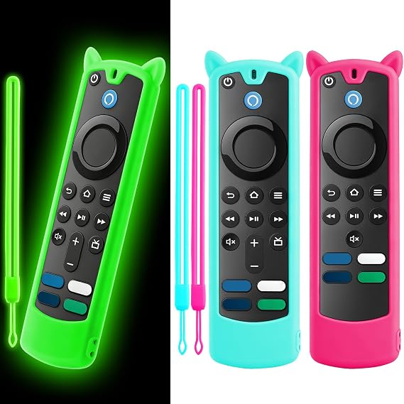 [3 Pack] Wevove Silicone Remote 3rd gen Cover with Lanyard, Anti-Slip Soft Silicone Protective Controller Case (Only Green Glow in The Dark)