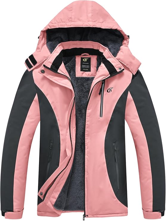 Pdbokew Women's Skiing Snowboarding Jackets Fleece Hood Mountain Snow Coat