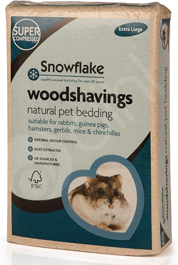 Snowflake 7KG Small Animal Wood Shavings Natural Pet Bedding - Extra Large | Dust Extracted Premium Pet Bed Substrate, Odour Control, For Rabbit, Hamster, Gerbil, Guinea Pig, Mouse, FSC Approved