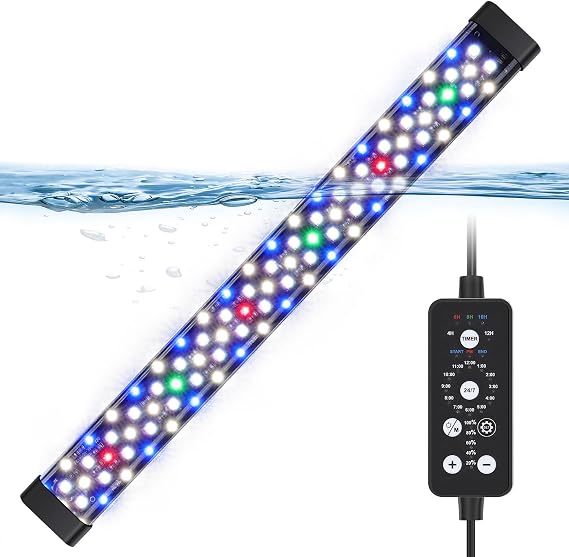 Hygger Submersible LED Light, Full Spectrum 24/7 Mode with 9 Colors, 17W Adjustable Timer Brightness for 51-89cm Planted and Freshwater Aquariums