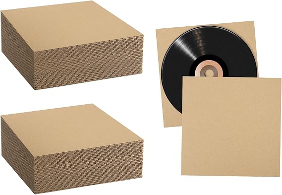 Mat Board Center 50 Pack 12.4" Corrugated Cardboard Sheet LP Mailer Inserts | For packaging 12 inch Vinyl LP records, Shipping Packing, Mailing Spacer, Craft Card Board, Brown