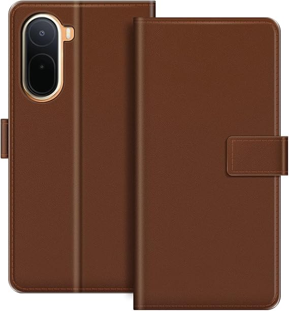 Redmi A7 Pro 4Gと互換性がある フォリオPUレザーケース - 茶