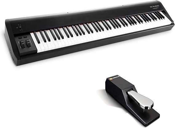Pro MIDI Controller Bundle - Piano Style Weighted USB MIDI Keyboard Controller with Sustain Pedal and Hammer Action Keys - M-Audio Hammer 88 + SP-2