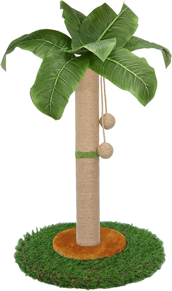 Cat Scratching Post for Indoor Cats and Kitten - 60CM Tall Cat Scratching Post with Sisal Rope, Palm Tree Scratch Post with Hanging Ball (60CM)