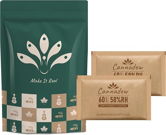 58% RH Two-Way Humidity Control Packs, 60g (6 Pack) Large Size, Kraft Paper Wrapped Moisture Balancer for Airtight Jars, Storage Bags & Containers