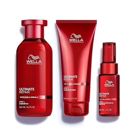 Wella Professionals ULTIMATE REPAIR Shampoo, Conditioner, and Miracle Hair Rescue Luxury Leave-In Treatment Bundle