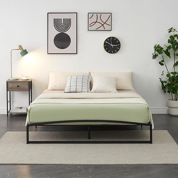 IDEALHOUSE Bed Frame, 10 in Full Size Metal Platform Bed Frame, Black | Arch Design, Heavy Duty Bed Frame, Strong Bearing Capacity, No Box Spring Needed,