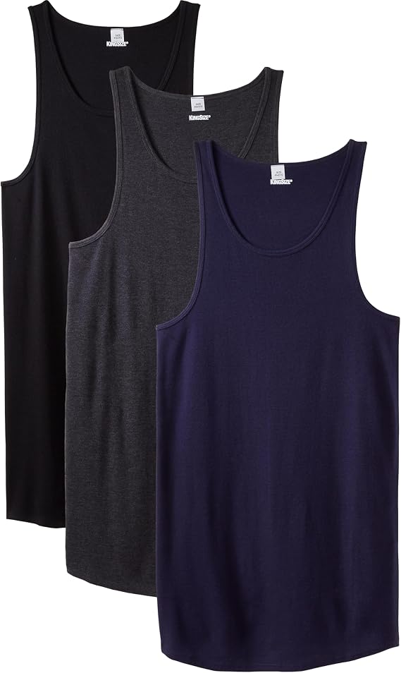 KingSize Men's Big & Tall 3-Pack Ribbed Cotton Tank Undershirt