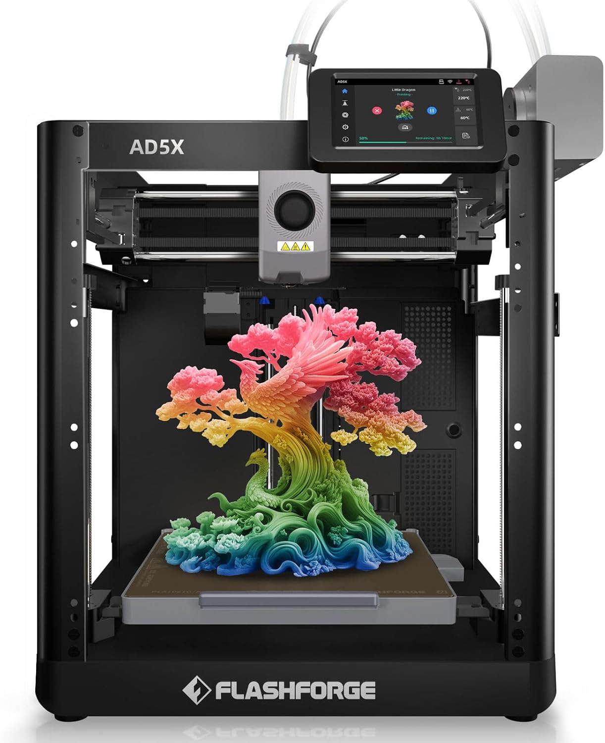 FLASHFORGE AD5X 3D Printer, Multicolor 3D Printing, High Speed up to 600mms, Full Auto Leveling, High Flow High Temperature Direct Extruder, Smooth and Accurate Printing, 220x220x220mm Build Volume