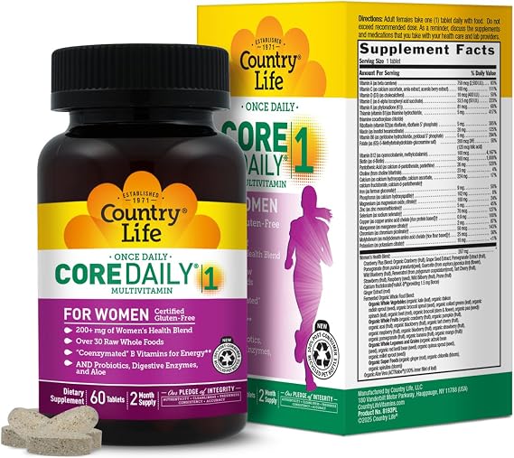 Country Life Core Daily 1 Womens Multivitamin with Iron, 60 Tablets