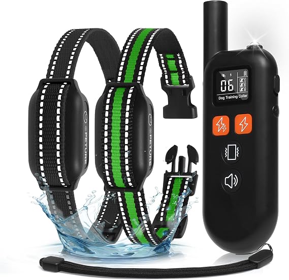 Dog Shock Collar 2 Dogs - 3300FT Dog Bark Training Collar with Remote, IPX7 Waterproof E Collar for Dogs Training Rechargeable Collars for Large Medium Small Dogs (5-150lbs)