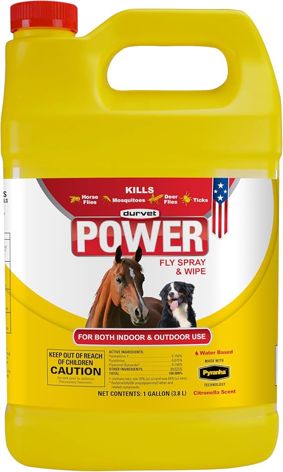 Durvet Fly 003-1021 699757 Power Fly Spray and Wipe for Horses, Gallon