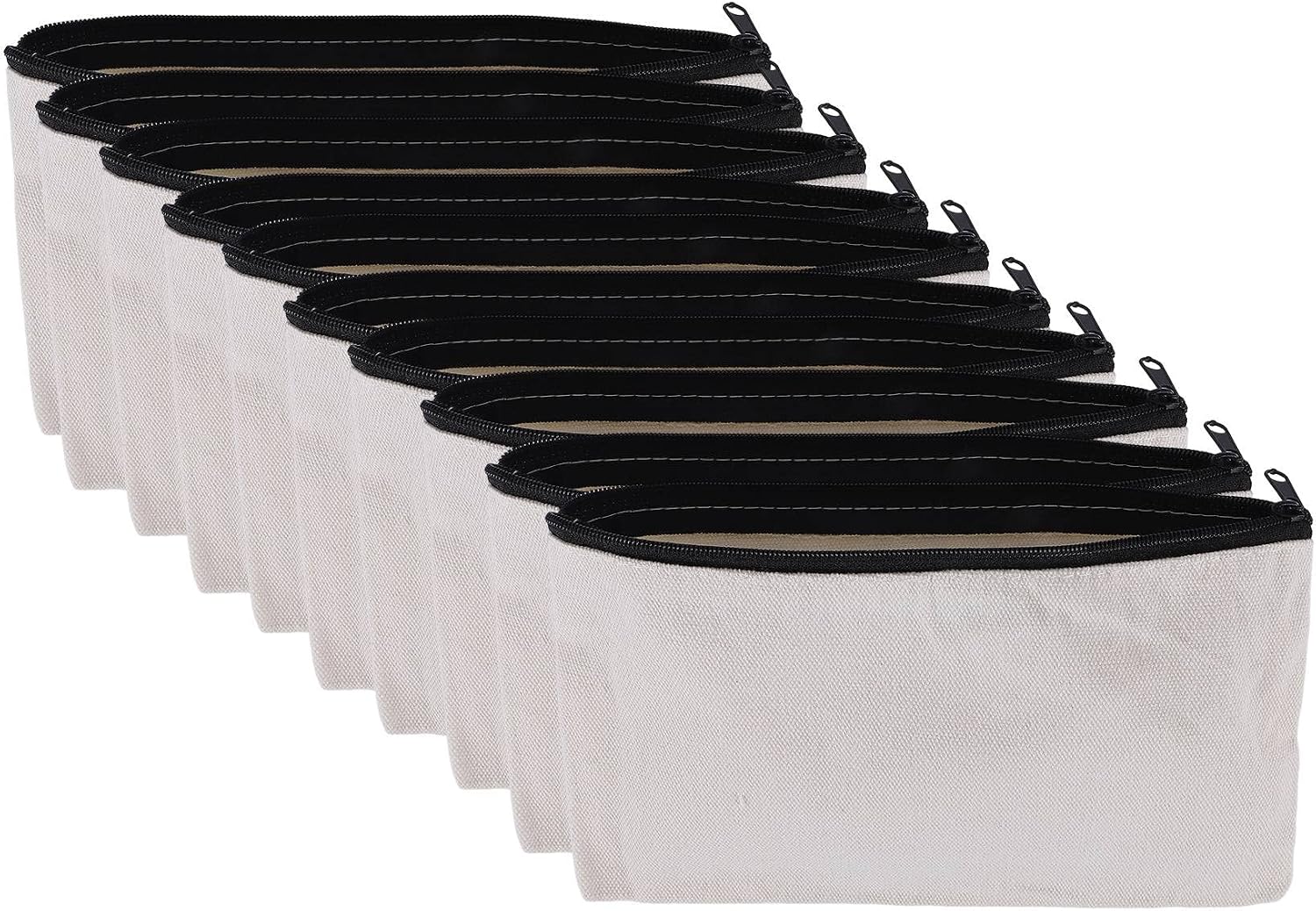 10 Pcs Blank DIY Craft Bag Canvas Pen Case Blank Makeup Bags - Canvas Pencil Bag Cotton Canvas Cosmetic Bag Travel Bag