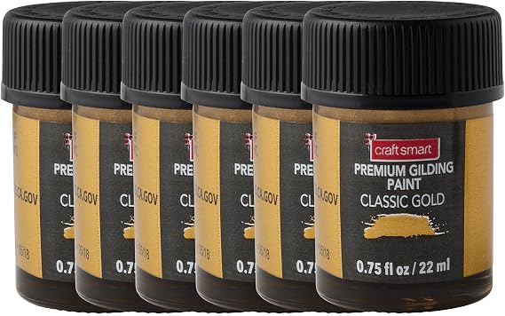 Craft Smart Classic Gold Premium Gilding Paint - Leafing Paint for Projects and Arts & Crafts - Bulk 6 Pack