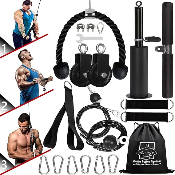 Favuit Cable Pulley System Home Gym, Upgraded Weight Cable Pulley System Gym DIY LAT Pull Down Home Gym Fitness Cable Machine Attachment for Gym LAT Pull Down Biceps Curl Tricep Arm Workouts
