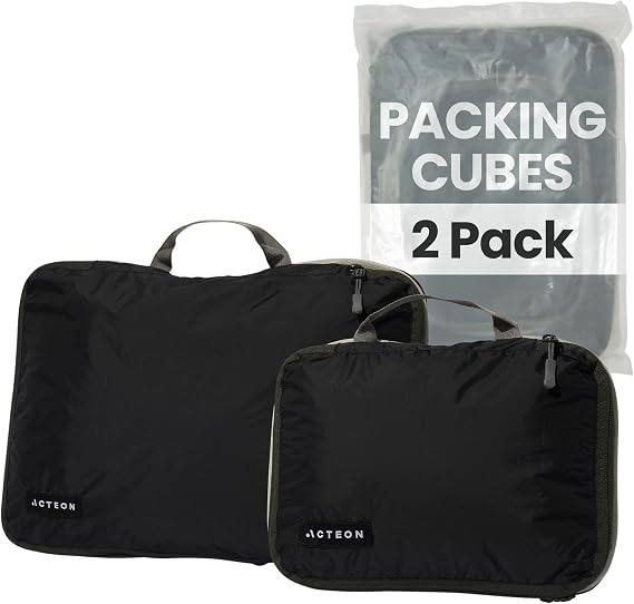 Acteon Compression Packing Cubes - 2 Pack Clean Dirty Separate Zipper - Lightweight Travel Packing Cubes for Luggage - Suitcase Organizer Travel Cubes - Large Small Laundry for Clothes Shoes Makeup