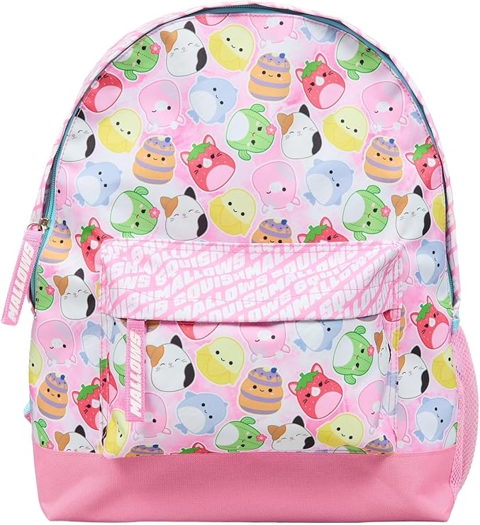 Squishmallows Girls Backpack | Colourful Kids Travel School Rucksack with Character Print | Cute Bag Gift for Children and Teens