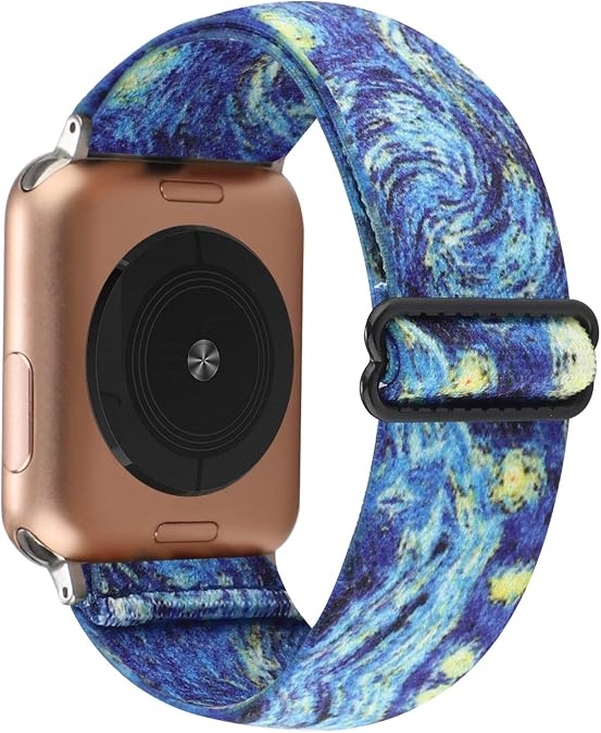 Adjustable Elastic Watch Band Compatible with Apple Watch 42mm 44mm 45mm, Nylon Stretchy Solo Loop Bracelet Women Replacement for iWatch Series 9/8/SE/7/6/5/4/3/2/1