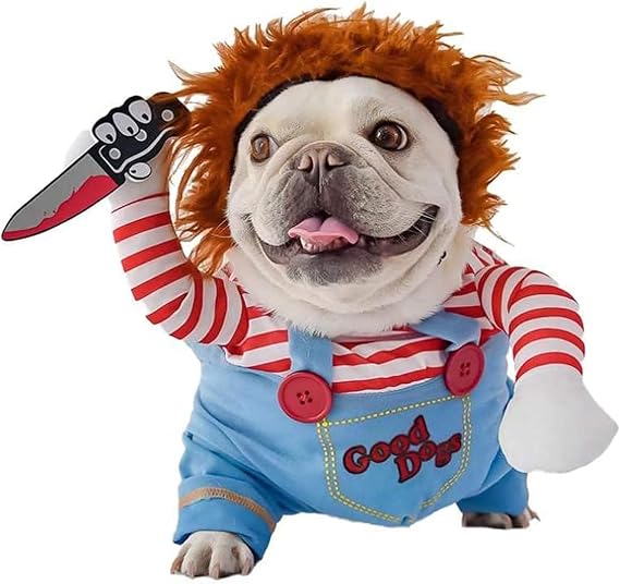 Deadly Dog Clothes, Pet Chucky Dogs Halloween Costume Funny Awful Pet Cosplay for Halloween Puppy Cosplay Party Christmas Party Role Playing Dress Ups (L)