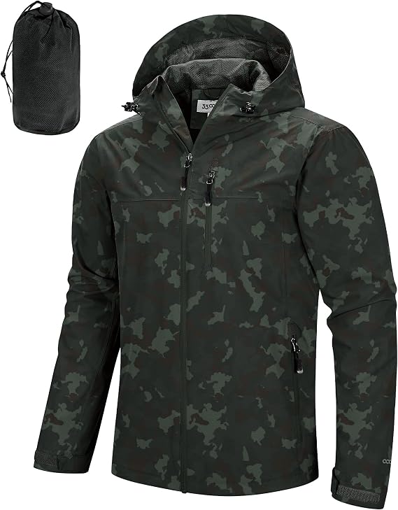 33,000ft Men's Packable Rain Jacket Waterproof Raincoat with Hood