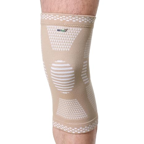 Neotech Care Bamboo Fiber Knee Support - Lightweight, Elastic, Comfortable & Breathable Fabric - Sleeve Brace for Men, Women, Youth - Right or Left (Beige Colour, Size S, 1 Unit)