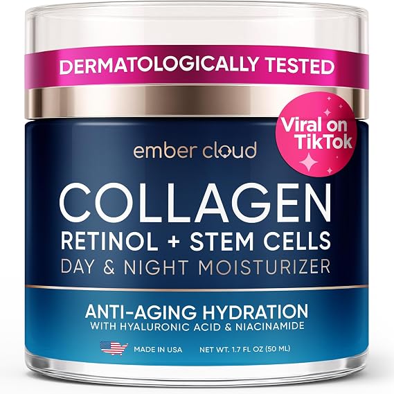 Collagen Face Cream with Stem Cells Retinol Hyaluronic Acid 1.7Oz