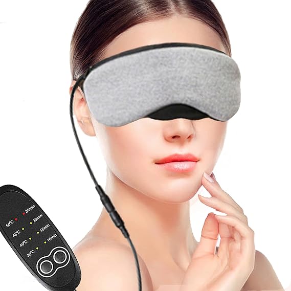 Heated Eye Mask with Reusable Ice Gels for Sleeping, Eye Puffiness, Dry Eye, Dark Circles, Tired Eyes-Cool & Hot USB Heating Steam Blindfold with Time &Temperature Control, Best Mother's Day Gift