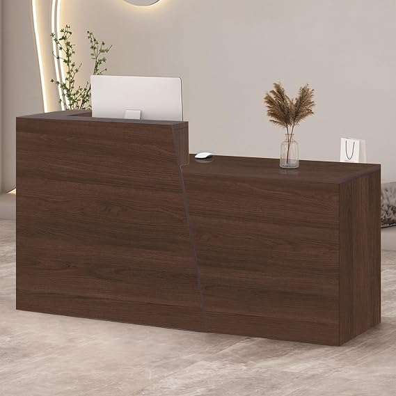 Modern Reception Desk with Counter & Drawers, Front Desk Reception Counter for Salon/Office/Lobby