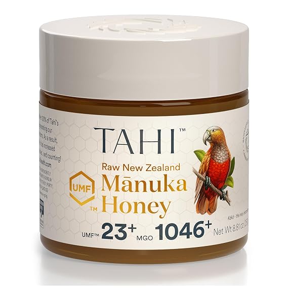 Tahi Raw Manuka Honey New Zealand UMF 23+ Certified (MGO 1046+) - 100% Sustainable, Monofloral and Natural Honey - Non-GMO, Glyphosate-Free and Gluten-Free - New Zealand Manuka Pure Honey - 8.81oz