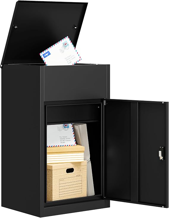 Large Package Delivery Boxes for Outside, Anti-Theft Steel Parcel Box with Coded Lock, Waterproof Weather Resistant Package Mailbox, Package Delivery Box for Porch, Fence, Curbside (Medium)