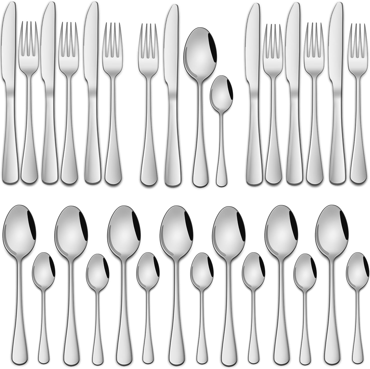 32 Pieces Cutlery Sets Includes Dinner Knife Fork and Tea Spoons Sets for Kitchen,Stainless Steel Silverware Sets for Tableware Sets,Flatware Sets Service for 8
