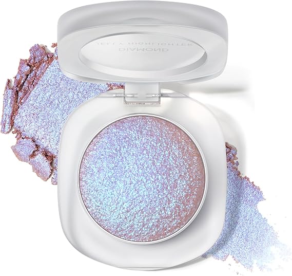 Noerrors Holographic Chameleon Eyeshadow Palette, Cream to Powder Duochrome Color Shift Glitter Iridescent Highlighter, Smooth Long Lasting Sparkling Eyeshadow Purple Mermaid Facial Illuminator Makeup