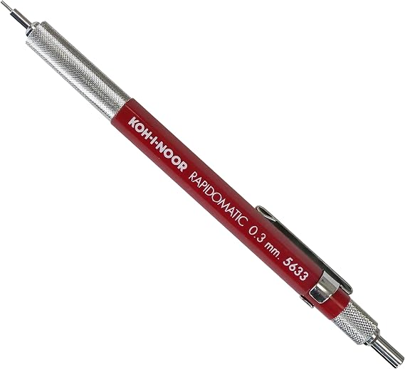 Koh-I-Noor Rapidomatic Mechanical Pencil, 3mm lead, Red, Blister Carded, 1 Each