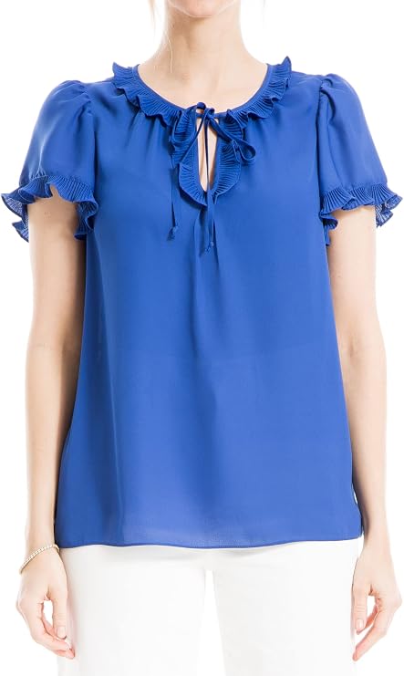 Max Studio Women's Flutter Sleeve Ruffle V-Neck Blouse