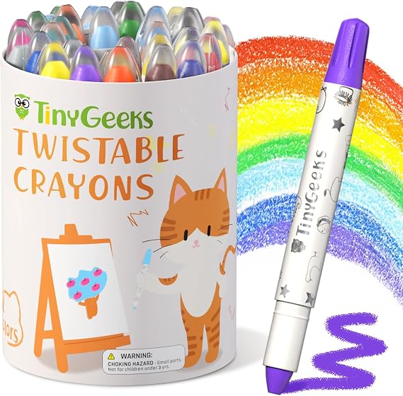 24 Twistable Crayons - Non Toxic, Washable Crayons for Toddlers, Kids Ages 3-8 - Easy To Hold - Perfect Coloring Gift for Boys and Girls - Unleash Colorful Fun