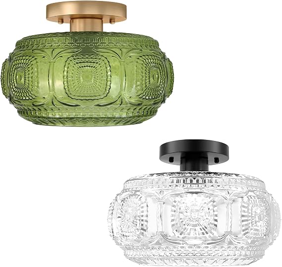 Semi Flush Mount Ceiling Light, Globe Glass Ceiling Light Fixture