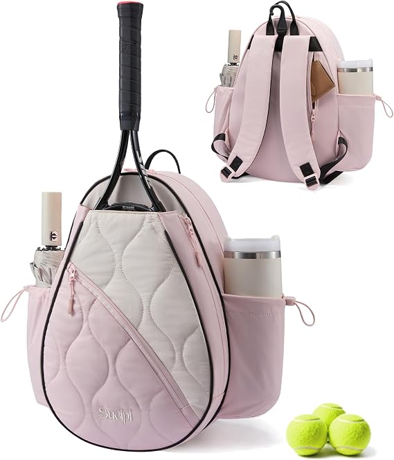 Sucipi Tennis Bag for Women and Men, Water-Resistant and Machine Washable Tennis Racket Backpack, Lightweight Sports Bag for Pickleball, Badminton