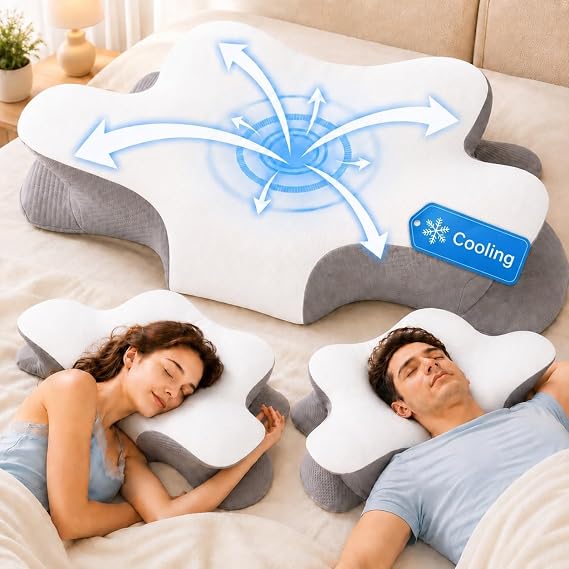 Hydomi Orthopedic Memory Foam Pillow for Neck and Shoulder Pain – Ergonomic Cervical Pillow with Armrest, Adjustable Height, Cooling Cover – Ideal for Side, Back & Stomach Sleepers – 100-Night Trial