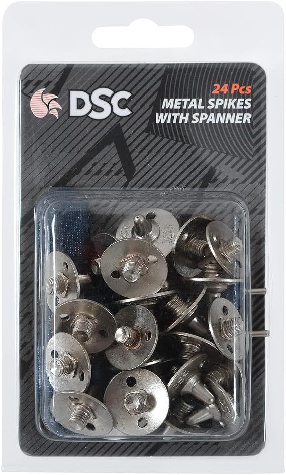 DSC Unisex Adult's Metallic-Fiber Metal Spikes & Spanner for Cricket Shoes, Multicolour