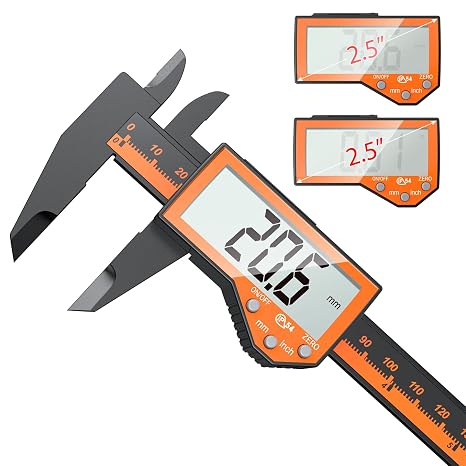 Digital Vernier Caliper, Preciva 150mm Electronic Calipers Measuring Tool with LCD Screen, Lightweight Portable Precision Micrometer with Mm/Inch Conversion, Splash Resistant, Black and Orange