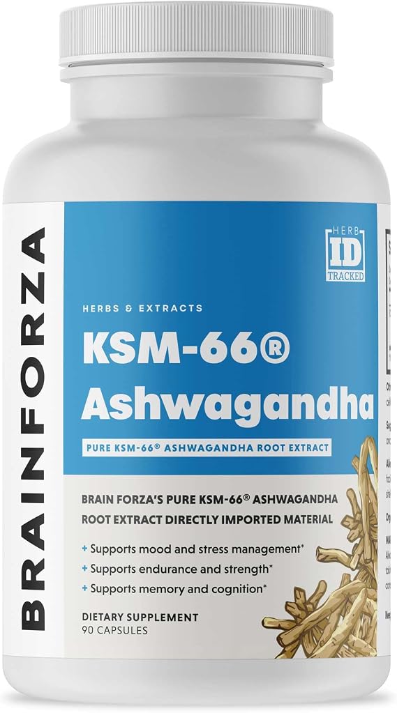 KSM-66 Ashwagandha Organic Pure Root Extract, Strongest 1,000mg Dose, High Potency 5% Withanolides, Hormone Health, Cognitive Support, Organic, Non-GMO, 90 Capsules
