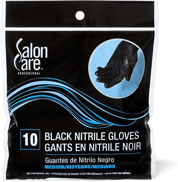 Salon Care 10ct Black Nitrile Gloves, Optimal Tactile Usage, Durable & Disposable
