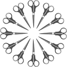 KUONIIY Scissors Ultra Sharp Titanium Coating Blades Soft Comfort-Grip Handles Multi-Purpose Scissors, 6 Inch, 12 Pieces