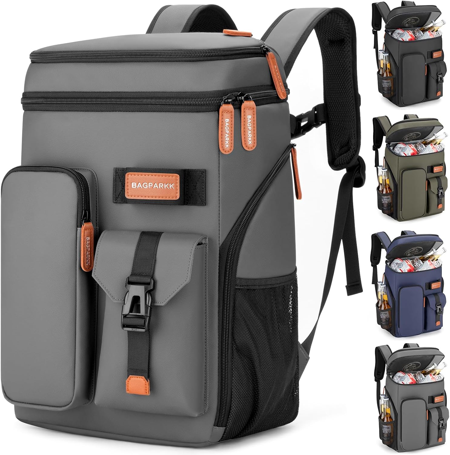 BAGPARKK Insulated Cooler Backpack,33 Cans Multifunctional Double Deck Leakproof Cooler Bag with Sternum Strap,Large Capacity Lightweight Travel Camping Beach Backpack