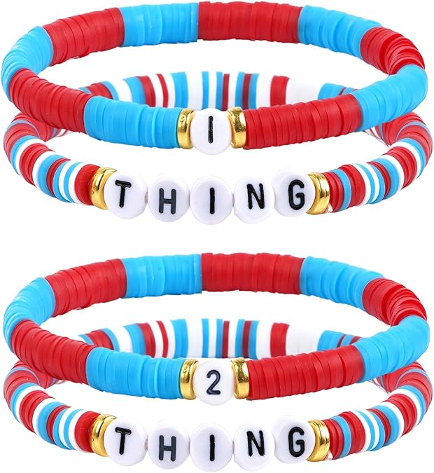 Thing Bracelets, 4Pcs Friendship Matching Bracelets for Couples Best Friend Red Blue Jewelry for Best Friend