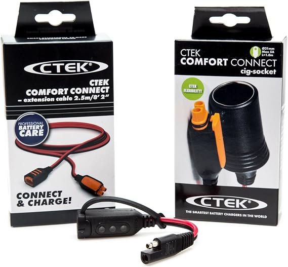 CTEK Battery Charger Accessory Package Indicator Pigtail, Extension Cable, and Cig-Socket