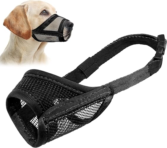 LUCKYPAW Mesh Dog Muzzle for Medium Large Dogs to Prevent Biting Chewing