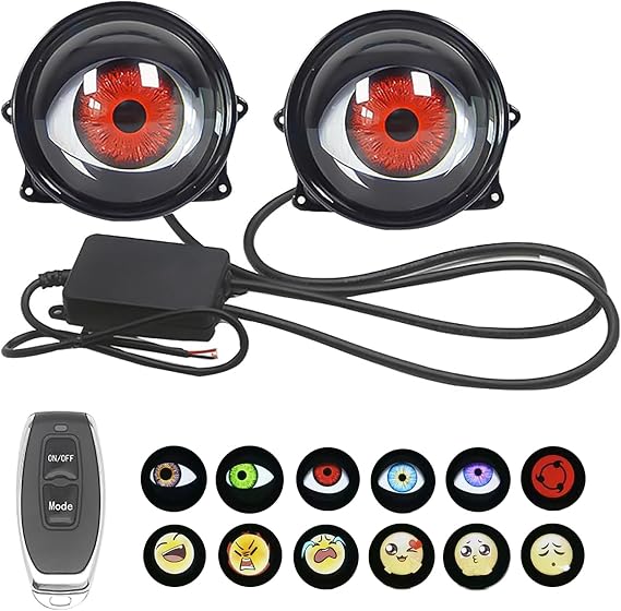 Dynamic Big Eye Ball Fog Lights, LED Adjustable Color 12v Devil Eyes with Lens Light Up Big Eyeball Lights for Car for Any Car Model (2Pcs) Lens model 33 mode